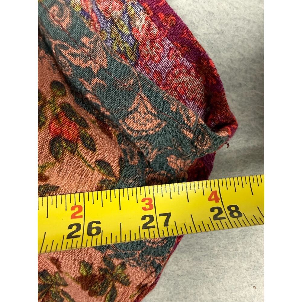 Easel Patchwork Print V-Neck Maxi Dress Ruffle Hem Kimono Sleeve Boho Flowy - Picture 11 of 12